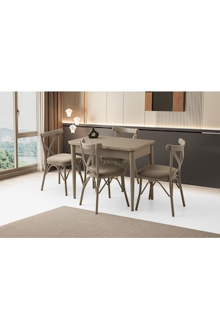 Tekno Bahar Mdf Açılır Mutfak Masa Sandalye Takımı 60x100 Krem