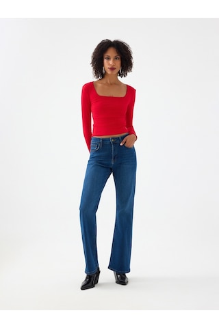 Slim Fit Kadın Bluz U.kol Kırmızı