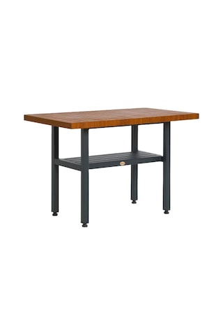 Çamlıca Masalar Alüminyum Bahçe Balkon Mutfak Masası 100x200 - Alt Tablalı Kahverengi