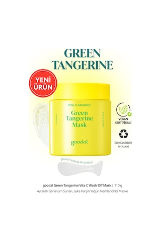 Yeşil Mandalina Özlü, Leke Karşıtı Nemlendirici Maske Goodal Green Tangerine Vita C Wash Off Mask