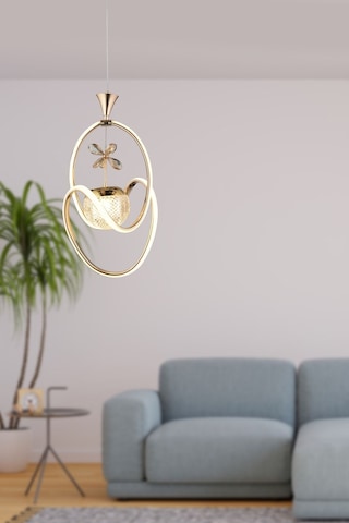 Ey-El Tasarım Badem Modern Sarkıt Led Avize 3 Renk Toplu Kelebek Taşlı Gold Kaplamalı Gold