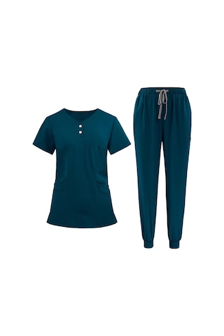 Dolıty Kadın Fırçalama Üniforma Seti Hemşire İş L-mavi