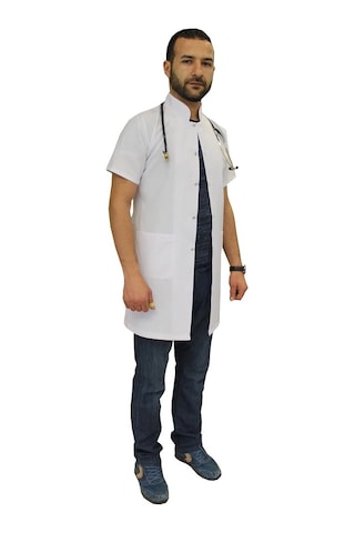 Hakim Yaka Erkek Doktor Önlüğü Hemşir Öğretmen Beyaz Lab Önlük (508608353)
