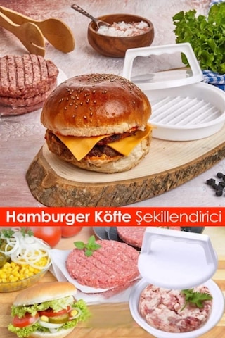 Hamburger Ve Köfte Şekillendirici Pratik Köfte Kalıbı Hamburger Pres Aparatı Hamburger Kalıbı Beyaz