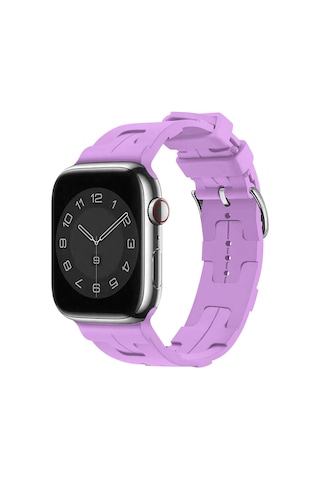 Ekılıf - Apple Uyumlu Watch 44mm - Kordon Silikon Kordon Krd-92 - Mor