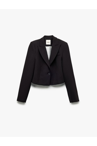 Koton Kruvaze Yaka Uzun Kollu Crop Blazer Ceket Siyah 6wak50025uw Siyah