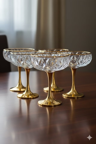 Diamond Metal Ayaklı Sunumluk 6 Lı Gold Altın