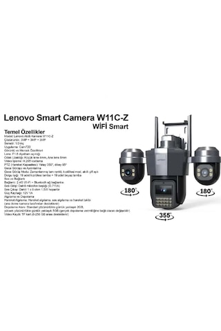 Lenovo W19c-u Ja-w11c-z-u 9mp 3 Lensli 4k Ultra Hd 2.4g&5g Çift Bant Hızlı Wifi Dual Ptz