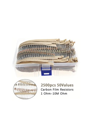 Honeybeeshop 50 Değer 2500 Adet Karbon Film Direnç Kiti 1 4w 5 Tolerans 1 Ohm 10m Ohm Elektronik Projeler Çok Yönlü Dayanıklı Kararlı