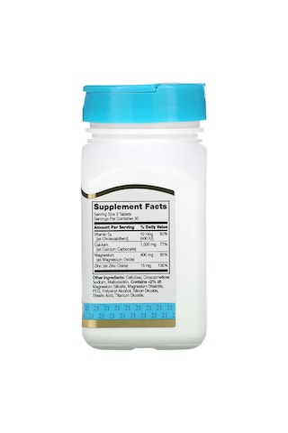 21st Century Calcium Kalsiyum Magnesium Magnezyum Zinc + D3 Vitamin 90 Tablet Aromasız