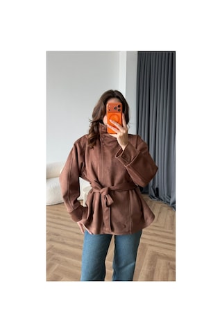 Blanco Kadın İthal Yumuşak Dokulu Zr Model Dik Yakalı Kuşaklı Süet Ceket Taba Taba
