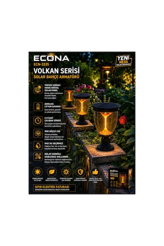 30w Volkan Solar Bahçe Lambası,güneş Enerjili Bahçe Lambası, Solar Aydınlatma, Bahçe Armatür, Dış Mekan Led Aydınlatma, Enerji Tasarruflu Lamba, Set Üstü Bahçe Lambası,