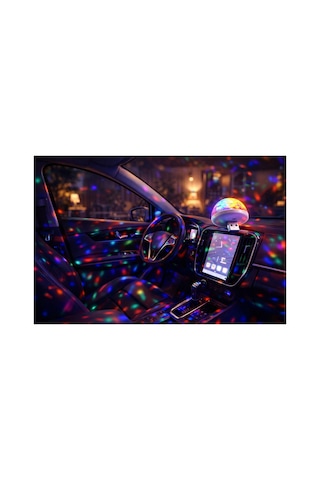 Usb Mini Disko Topu Rgb 7 Renk Ses Duyarlı Araç İçi Led Parti Işığı Yeşil