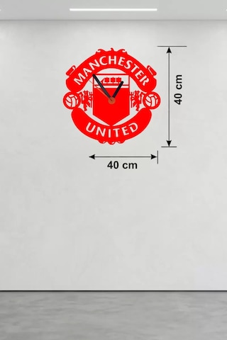 Manchester United Logolu Ahşap Duvar Saati - 40x40 Cm Taraftar Hediyesi Belirtilmemiş