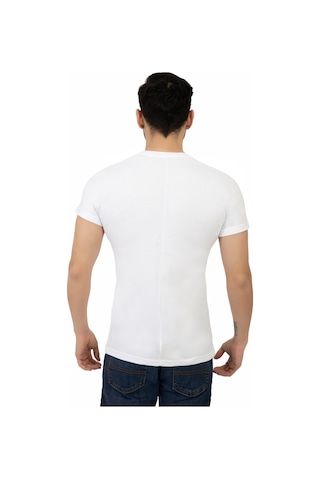 Erkek Bisiklet Yaka Regular Fit Basic Tişört Beyaz