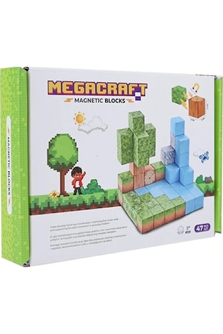 Alpmodel Manyetik Bloklar Minecraft Mıknatıslı 47 Parça Blok Parçalar Minecraft Blok Set