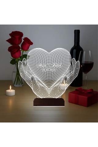 Luvivia Kalp Sevgiliye Hediye Kişiye Özel 3d Lamba - Masa Gece Lambası V36