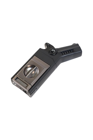 Cohiba Tek Torch Pürmüz Dahili S-v Cut & İğneli Siyah Gunmetal Metal Puro Çakmağı - Tr9526
