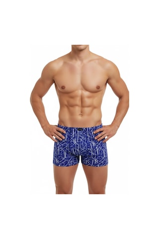 Erkek Likralı Baskı Desenli Boxer Bgl-st05009 İndigo