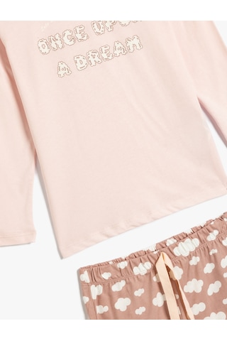 Koton Pamuklu Pijama Takımı Baskılı Pembe 5wlk40020mk Gülkurusu