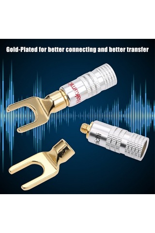 Altın Kaplama Hoparlör Konnektörü - Y Spade Ses Bağlantı Adaptörü 1/4 Çift Seçenekli