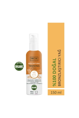 INCIA %100 Doğal Bronzlaştırıcı Yağ Organik Avokado Yağı Yoğun Bronzlaştırıcı Kakao Havuç Susam 150 ML