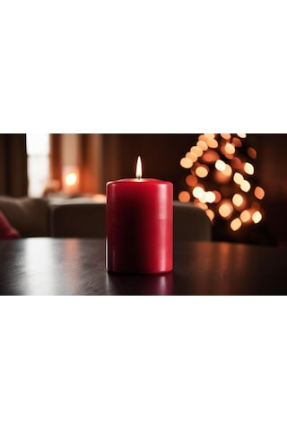 Soya Parafinli Kırmızı 1 Adet 72 Saat Yanma Süreli Çap:7 Cm Boy:10 Silindir Blok Mum Kırmızı Kirmızı