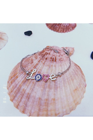 Nazar Boncuklu Love Gümüş Bileklik N11.34154