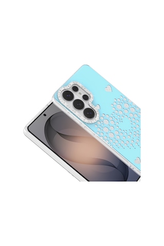 Maks Technology Samsung Galaxy Uyumlu S26 Ultra Kılıf Damla Taşlı Mkst Rivas Sert Pc Kapak - Mavi