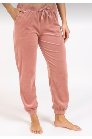 Kadın Soft Cepli Fransız Kadife Tek Alt Pijama Pudra