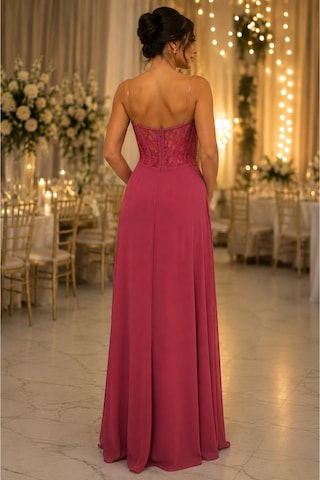 Gül&can Butik Gül Kurusu Payet Detaylı Abiye Elbise Pembe