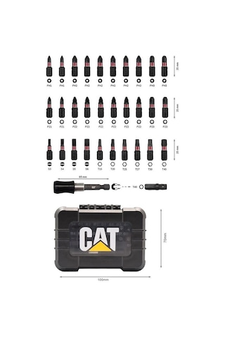 Cat Da01901 Manganez Fosfat Alaşımlı Vidalama Uç Seti 32 Parça