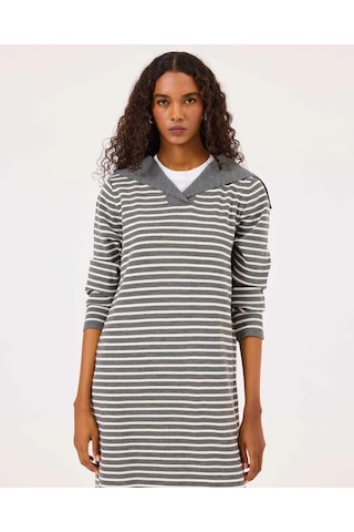 Scl Uzun Kollu Midi Boy Triko Kadın Elbise 10002421711008 Gri