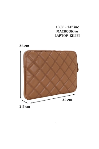 Case Club Apple Uyumlu MacBook Air Pro 13-14" Su Geçirmez Laptop Kılıfı Taba