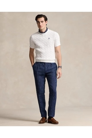 Polo Ralph Lauren Yuvarlak Yaka Saç Örgü Triko Beyaz