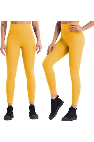 Tongxida Hava Kuvvetleri Mavisi Kadın Yoga Tayt Pantolonu - Yüksek Bel Kalça Kaldırma Koşu Fitness Spor Tayt Mavi