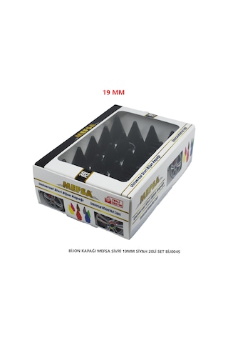 Bijon Kapağı Sivri 19 Mm Siyah 20 Li Set