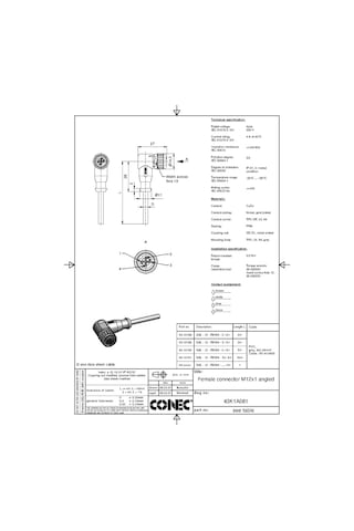 M12 4 Pin Dişi 90° 2 Metre Pvc Sensör Kablosu Conec 43-10188