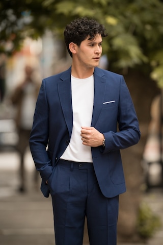 Apartro Slimfit Mono Yaka Yarım Astarlı 6 Drop Çift Yırtmaç Modal Takım Elbise Sax Mavi