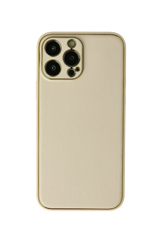 Apple iPhone Uyumlu Uyumlu 13 Pro Kılıf Coco Deri Silikon Kapak - Gold