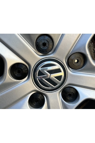 Volkswagen Uyumlu Bijon Kapağı Seti - 17mm Parlak Siyah Jant Vida Koruyucu