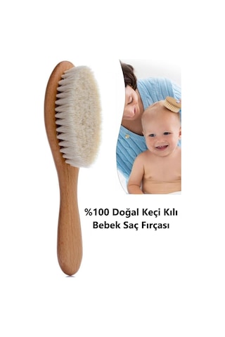 Ahşap Bebek Tarağı %100 Doğal Keçi Kılı Bebek Saç Fırçası Keçi Kılı Bebek Tarağı Çocuk Saç Fırçası