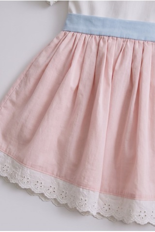 Magu Kız Çocuk Pamuklu Pembe Fiyonk Elbise Mavi