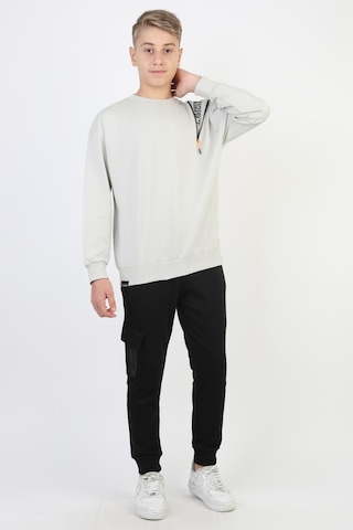 Mevsimlik Respect Baskılı 2 İplik %100 Pamuk 2 İplik Uzun Kollu Erkek Çocuk Sweatshirt-90933 Gri