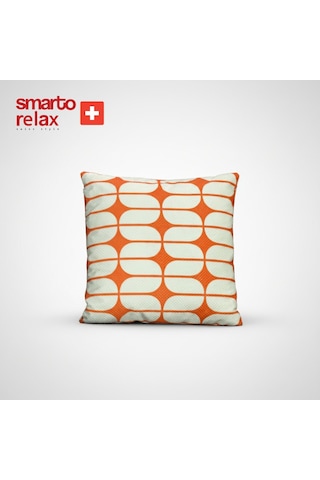 Smarto Relax Içi Dolgulu Kırlent 45x45 Cm Kare Salon & Berjer Kırlenti - Smr-kır-026 Beyaz - Turuncu