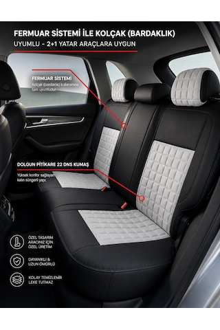 Volkswagen Golf 5 Araçlara Uyumlu Arkalı Önlü Takım Dolgulu Oto Kılıfı - Piksel Seri