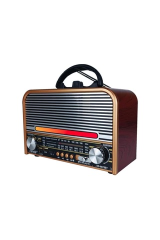 Ns-6678 Retro, Nostaljik, Ahşap Led Işıklı Müzik Seti Fm Radyo Usb Mp3 Player Bluetooth Hoparlör Tasarım-447
