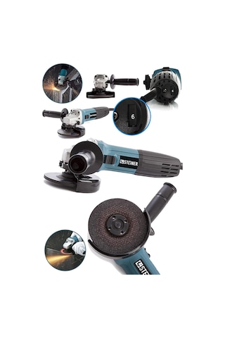 Germany Technology 2600 W Professional 6 Kademe Devir Ayarlı Avuç Içi Taşlama Makinesi 125mm