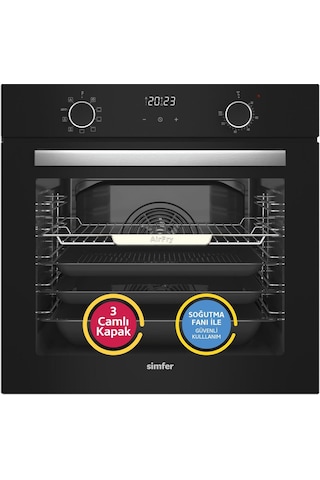 Simfer 8215 10 Fonksiyon Airfry Siyah Cam Ankastre Fırın Dijital