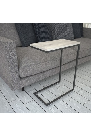 Callen Yan Sehpa & Tekerlekli Servis Sehpası Metal Deniz Meşe